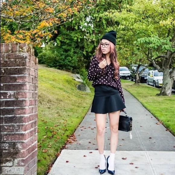 LOFT Burgundy Heart Printed Blouse - Picture 10 of 10